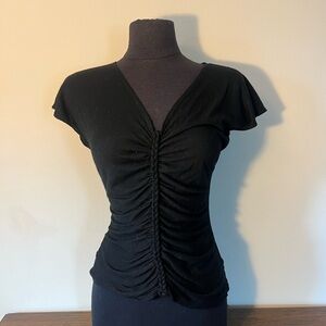 Max Studio Elegant Black Ruched Blouse